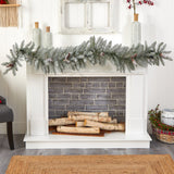 6' Frosted Artificial Christmas Garland with Pinecones and 50 Warm White LED Lights