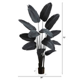 6' Artificial Halloween Black Traveler's Palm Tree