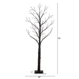 6'  Pre-Lit Artificial Halloween Twig Tree with 480 Orange & Purple LED Lights