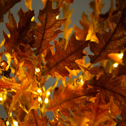 6' Pre-Lit Burnt Orange Autumn Maple Artificial Fall Tree with 300 Warm White LED Lights