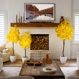 6' Pre-Lit Yellow Autumn Maple Artifical Fall Tree with 350 Warm White LED Lights