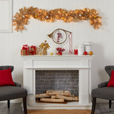 6' Holiday Christmas Golden Garland with Ornaments and 50 Warm White Lights