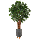 6’ Lychee Artificial Tree in Gray Planter with Stand