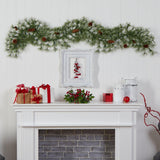 6' North Carolina Pine Artificial Christmas Garland with 30 Warm White LED Lights and Pinecones
