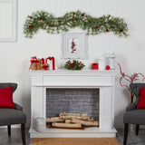 6' North Carolina Pine Artificial Christmas Garland with 30 Warm White LED Lights and Pinecones
