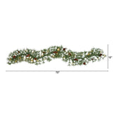 6' North Carolina Pine Artificial Christmas Garland with 30 Warm White LED Lights and Pinecones