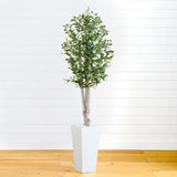 6' Olive Artificial Tree in White Tower Planter