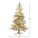 6’ Pre-Lit Artificial Flocked Woodland Fir Christmas Tree with 150 Warm White LED Lights