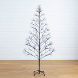6' Pre-Lit Artificial Halloween Black Starburst Tree with 1680 Fairy Warm White LED Lights