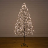 6' Pre-Lit Artificial Halloween Black Starburst Tree with 1680 Fairy Warm White LED Lights