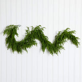 6' Pre-Lit Artificial Real touch Norfolk Island Pine Garland with 35 Warm White LED Lights and Natural Look