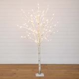 6’ Pre-Lit Artificial White Birch Tree with 300 Warm White LED Lights