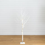 6’ Pre-Lit Artificial White Birch Tree with 90 White LED Lights