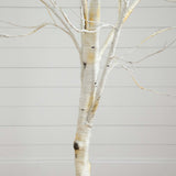 6’ Pre-Lit Artificial White Birch Tree with 90 White LED Lights