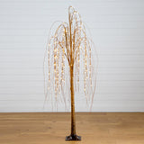 6’ Pre-Lit Artificial Willow Tree with 160 Warm White LED Lights