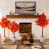 6' Pre-Lit Autumn Artificial Fall Tree with 300 Warm White LED Lights