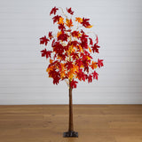 6' Pre-Lit Autumn Weeping Maple Artificial Fall Tree with 300 Warm White LED Lights