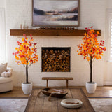 6' Pre-Lit Bright Autumn Eucalyptus Artificial Fall Tree with 420 Warm White LED Lights
