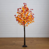 6' Pre-Lit Bright Autumn Eucalyptus Artificial Fall Tree with 420 Warm White LED Lights