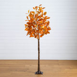 6' Pre-Lit Burnt Orange Autumn Maple Artificial Fall Tree with 300 Warm White LED Lights