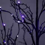 6’ Pre-Lit Halloween Black Twig Artificial Tree with 300 Orange & Purple LED Lights