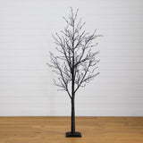 6’ Pre-Lit Halloween Black Twig Artificial Tree with 300 Orange & Purple LED Lights