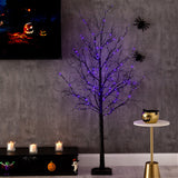6’ Pre-Lit Halloween Deluxe Black Twig Artificial Tree with 156 Orange & Purple LED Lights