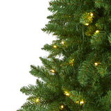 6’ Slim Green Mountain Pine Artificial Christmas Tree with 250 Clear LED Lights