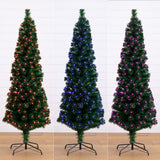6' Slim Pre-Lit Fiber Optic Artificial Christmas Tree with 282 Colorful LED Lights