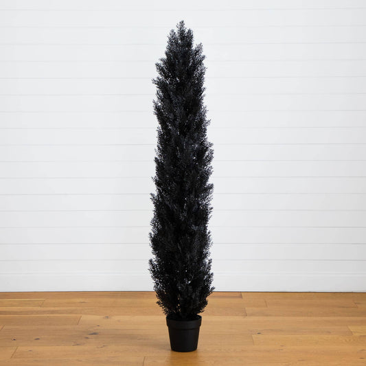 6' UV Resistant Artificial Halloween Black Cedar Tree (Indoor/Outdoor)