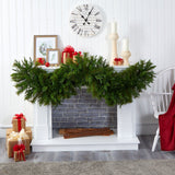6' x 18” Christmas Pine Extra Wide Artificial Garland with 100 Multicolored LED Lights