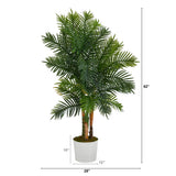 62” Areca Palm Artificial Tree in White Tin Planter (Real Touch)