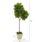 62” Fiddle Leaf Artificial Tree in Country White Planter