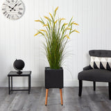 62” Wheat Grain Artificial Plant in Black Planter with Stand