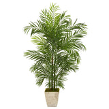 63” Areca Artificial Palm Tree in Country White Planter (Indoor/Outdoor)