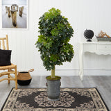 63” Schefflera Artificial Tree in Vintage Metal Planter (Real Touch)