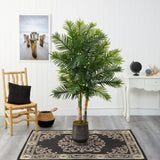 64” Areca Palm Artificial Tree in Ribbed Metal Planter (Real Touch)