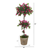 64” Bougainvillea Artificial Topiary Tree in Farmhouse Planter