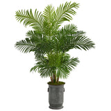 64” Hawaii Palm Artificial Tree in Vintage Metal Planter