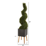 64” Rosemary Spiral Topiary Artificial Tree in Black Planter with Stand (Indoor/Outdoor)