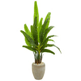 64” Traveler's Palm Artificial Tree in Sand-Colored Planter