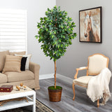 6.5’ Ficus Artificial tree in Wicker Planter