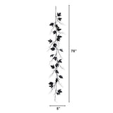 6.5' Pre-Lit Artificial Halloween Black Maple Garland with 48 Orange & Purple LED Lights