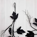 6.5' Pre-Lit Artificial Halloween Black Maple Garland with 48 Orange & Purple LED Lights