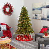 6.5’ Yukon Mountain Fir Artificial Christmas Tree with 450 Clear Lights, Pine Cones and 1236 Bendable Branches