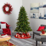 6.5’ Yukon Mountain Fir Artificial Christmas Tree with 450 Clear Lights, Pine Cones and 1236 Bendable Branches