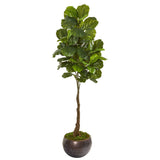 66” Fiddle Leaf Artificial Tree in Metal Bowl (Real Touch)