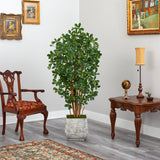 67” Black Olive Artificial Tree with 1365 Bendable Leaves in White Planter