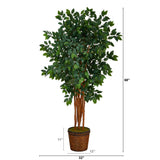 68” Sakaki Artificial Tree with 1470 Bendable Branches in Wicker Planter