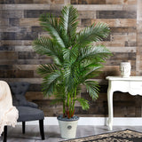 69” Areca Palm Artificial Tree in Decorative white Planter